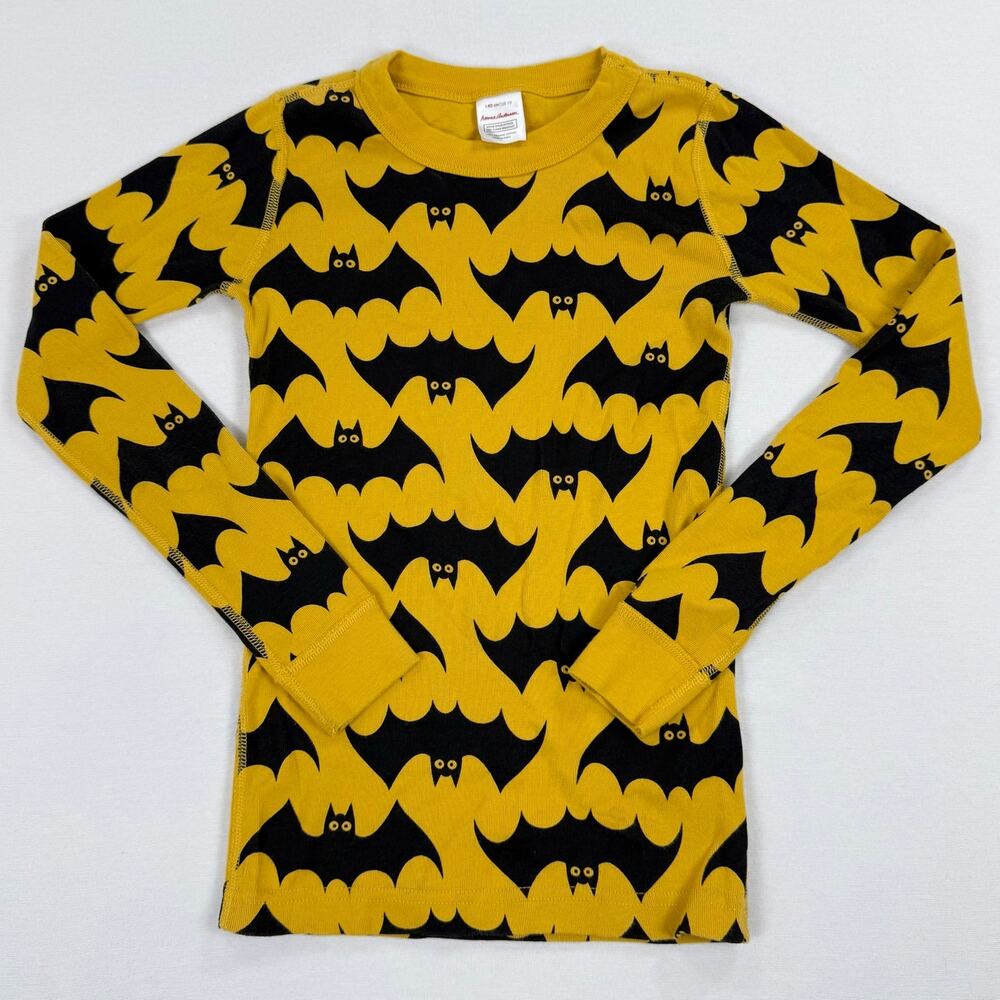 Hanna Anderson Kids Bats Long Sleeve Crew Neck Shirt Size 10 Yellow Black